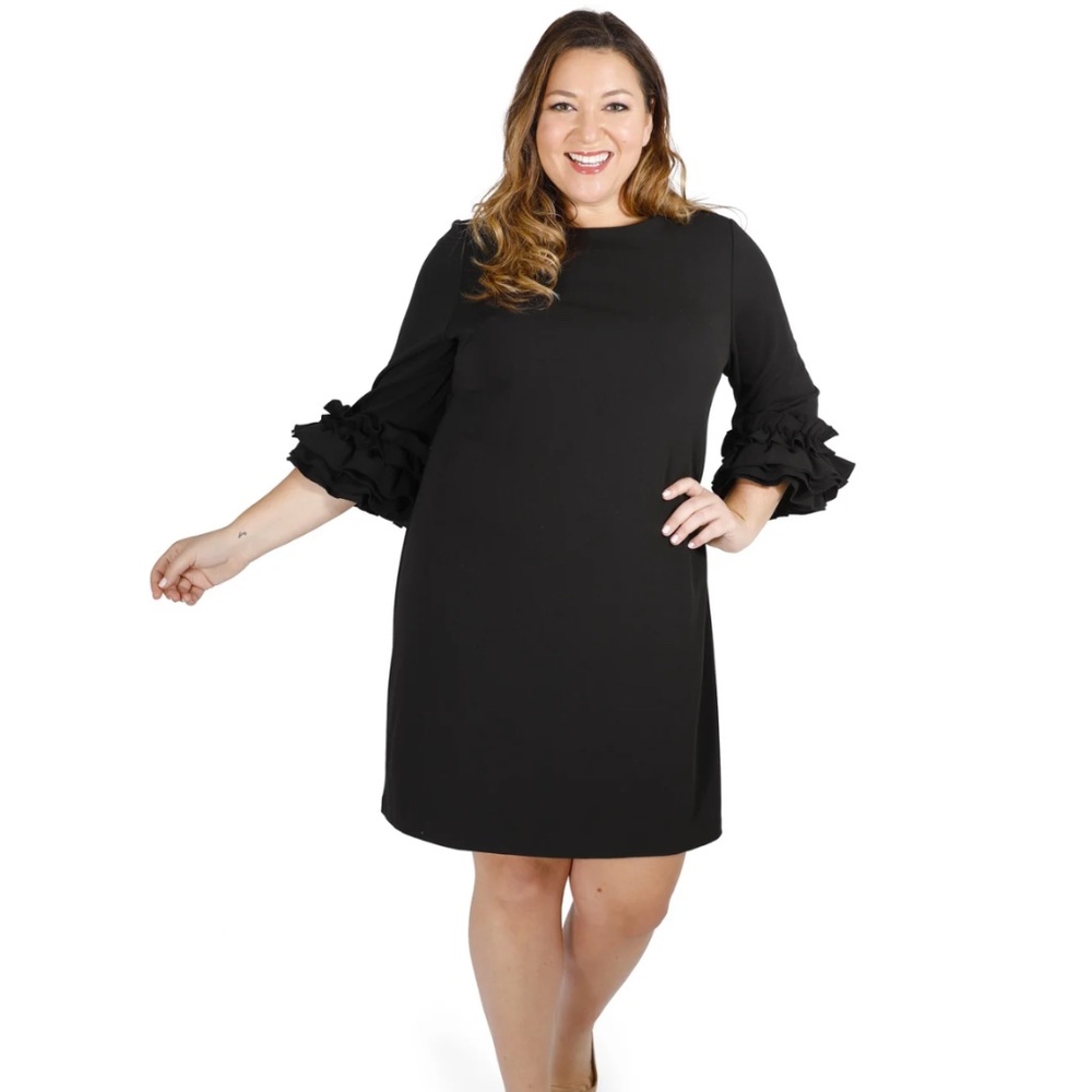 NWT Marée Pour Toi Ruffle Sleeve Black Sheath Dress - Size 18